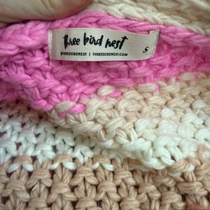 Anthropologie Pink and Cream Knit Sweater
